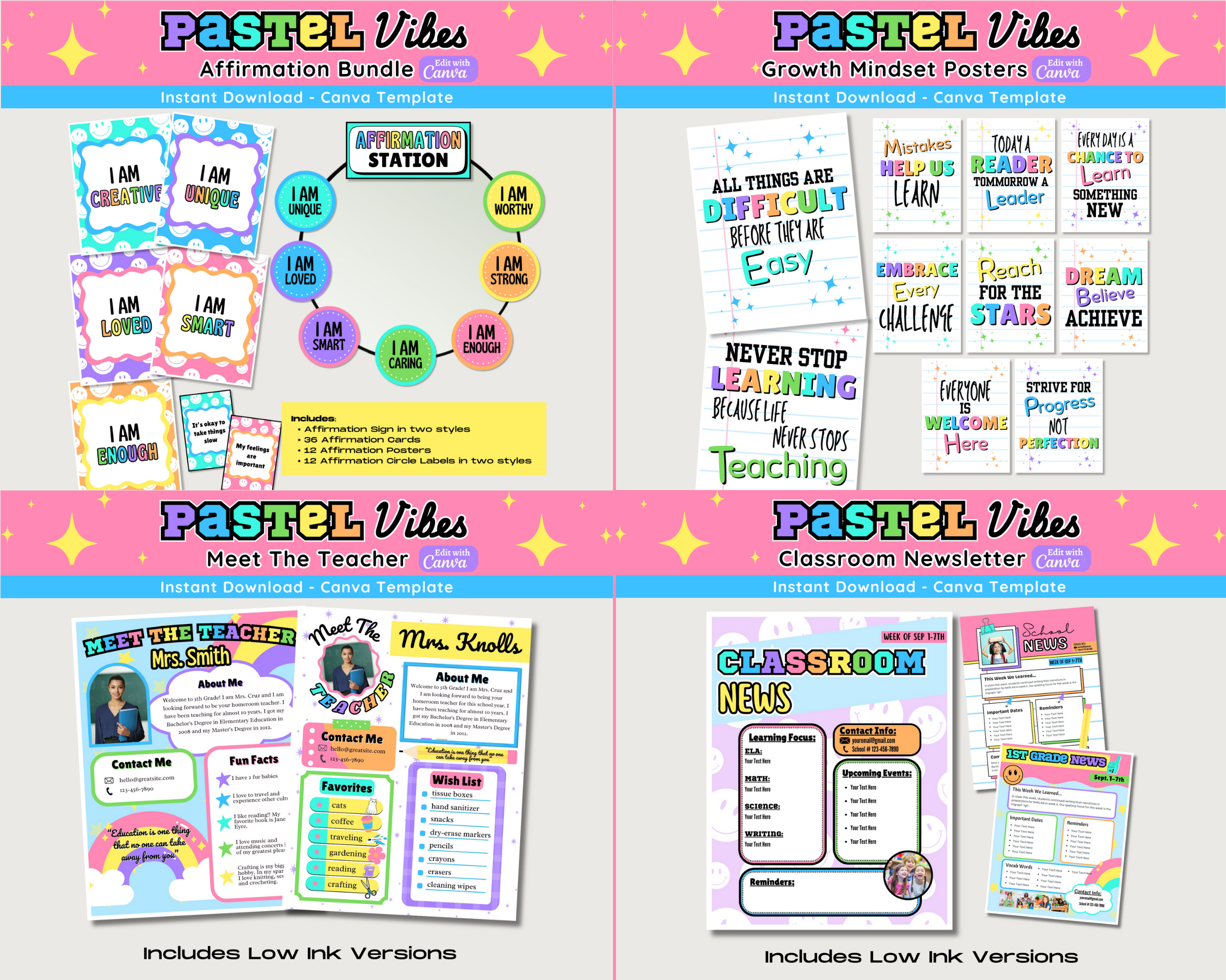 Pastel Happy Sports Classroom Decor Bundle Theme: Editable Printable Displays & Teacher Organizational Materials (Canva Digital Download)