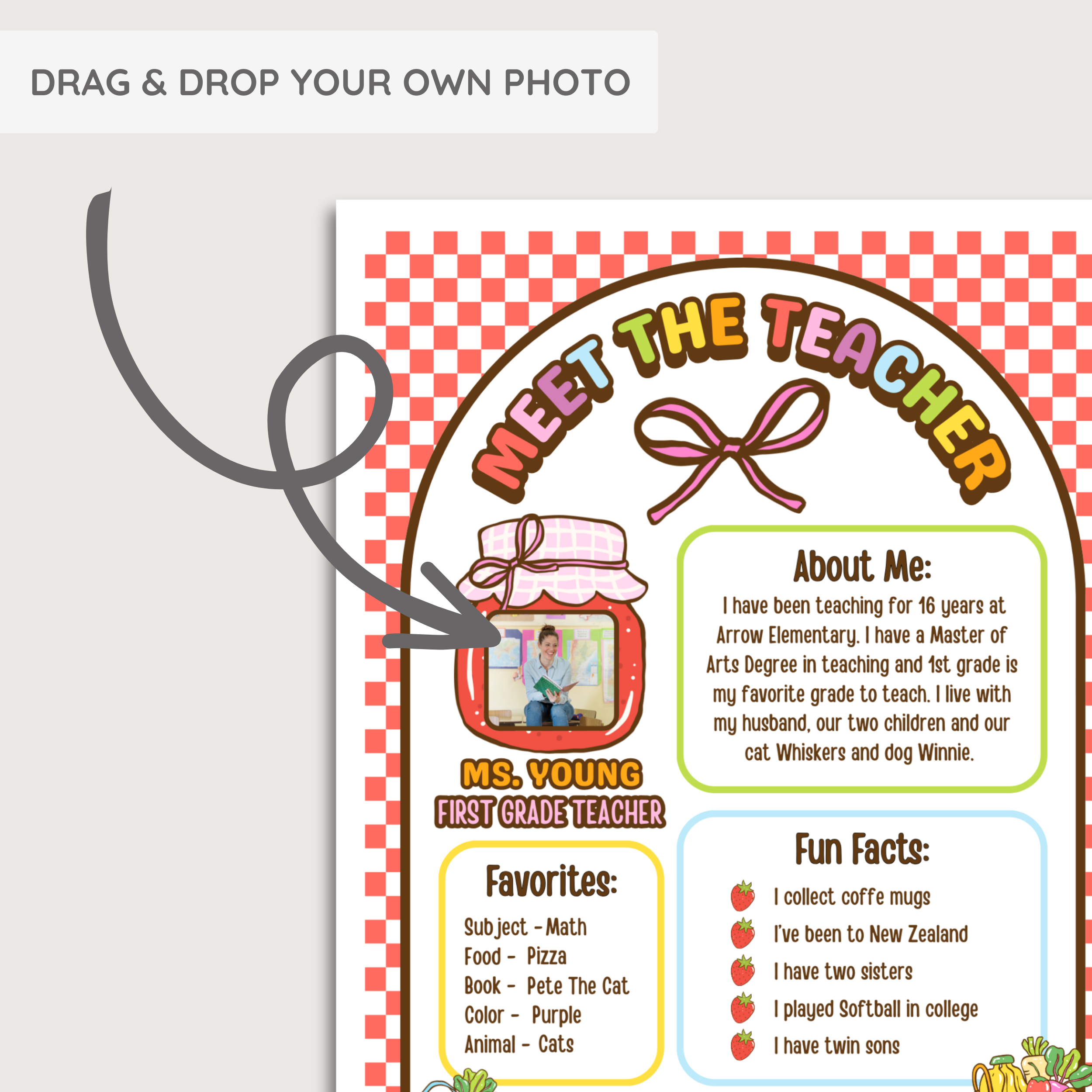 Printable Meet The Teacher Editable Template: Farmer's Market Classroom Decor Theme (Digital Download)