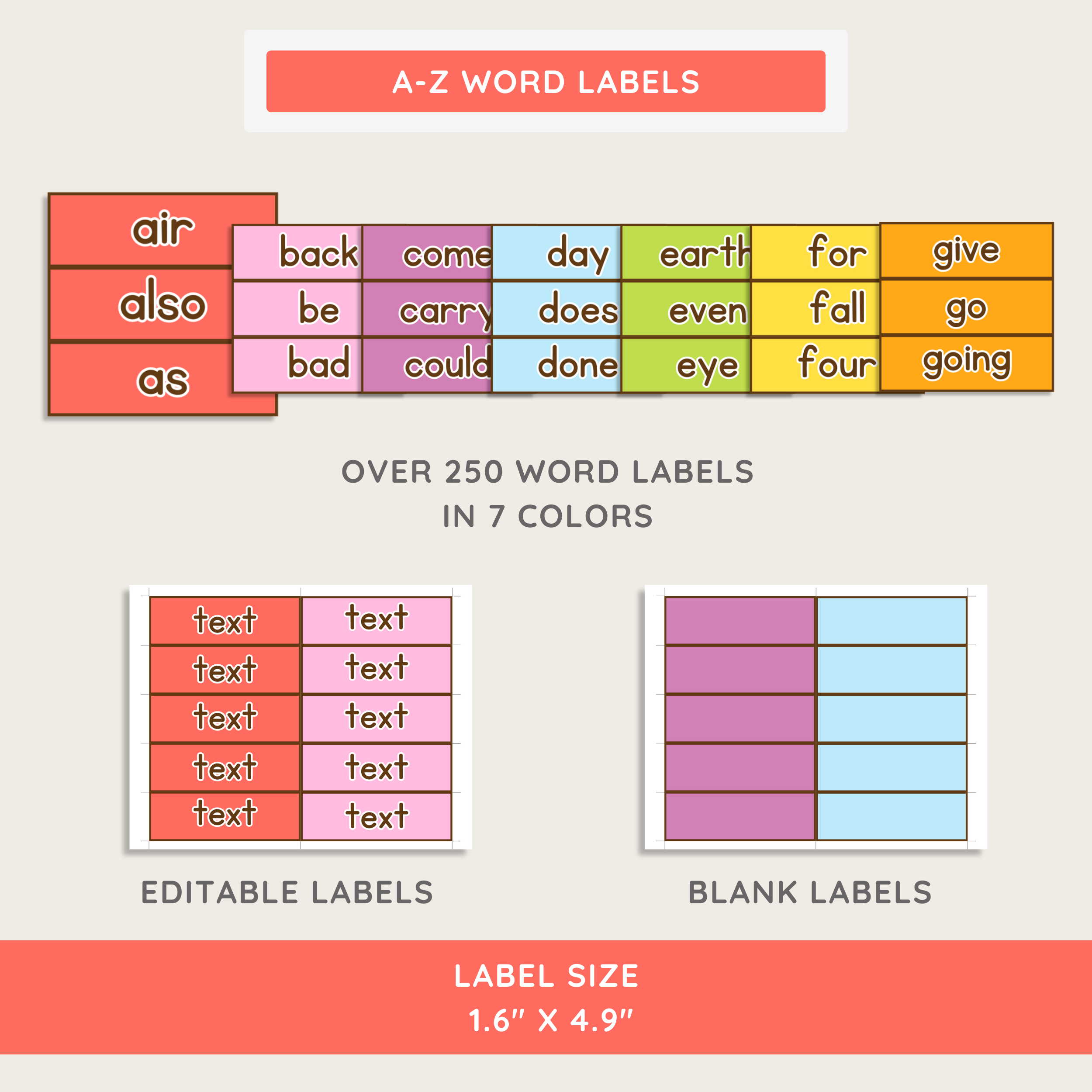 Word Wall Printable Display Kit: Sight Word Literacy, Farmer's Market Decor Theme, Editable Canva Template (Digital Download)