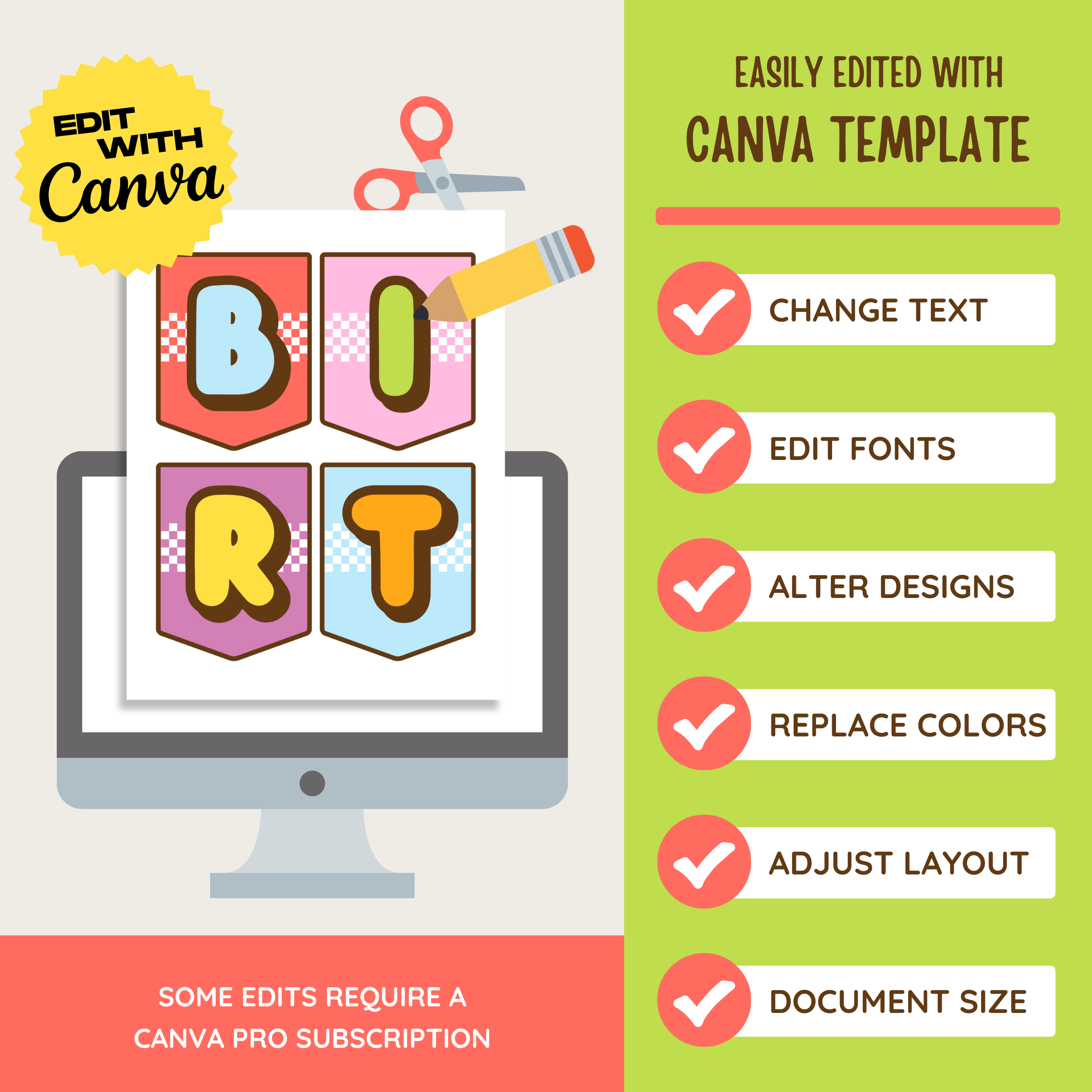 Birthday Bulletin Board Display: Farmer's Market Classroom Decor Theme, Editable Canva Template (Digital Download)