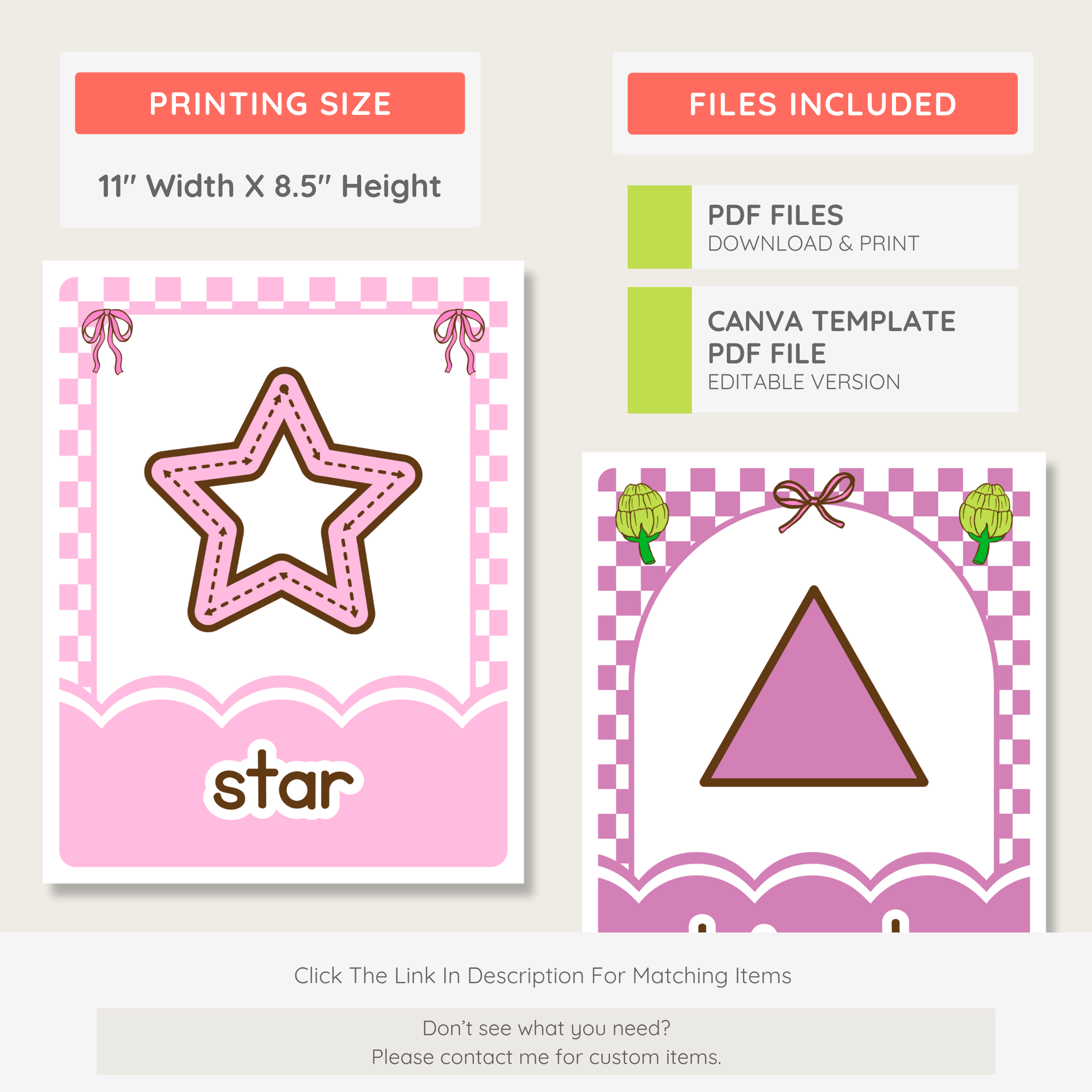Printable 2-D & 3-D Shape Posters: Farmer's Market Classroom Decor Theme, Editable Canva Template (Digital Download)