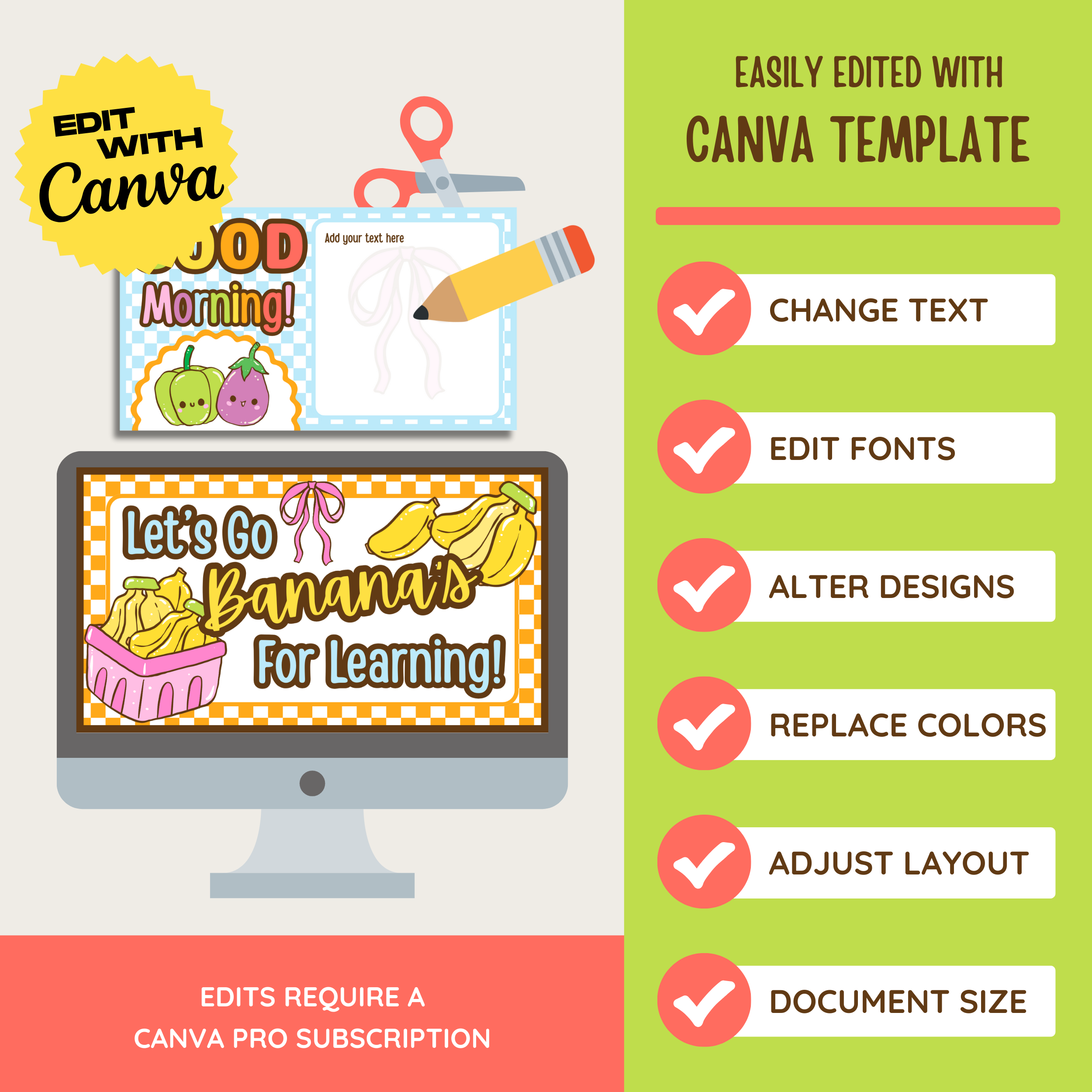 Farmer's Market Editable Classroom Slides: Canva Template (Digital Download), Teacher Daily Slide Presentations