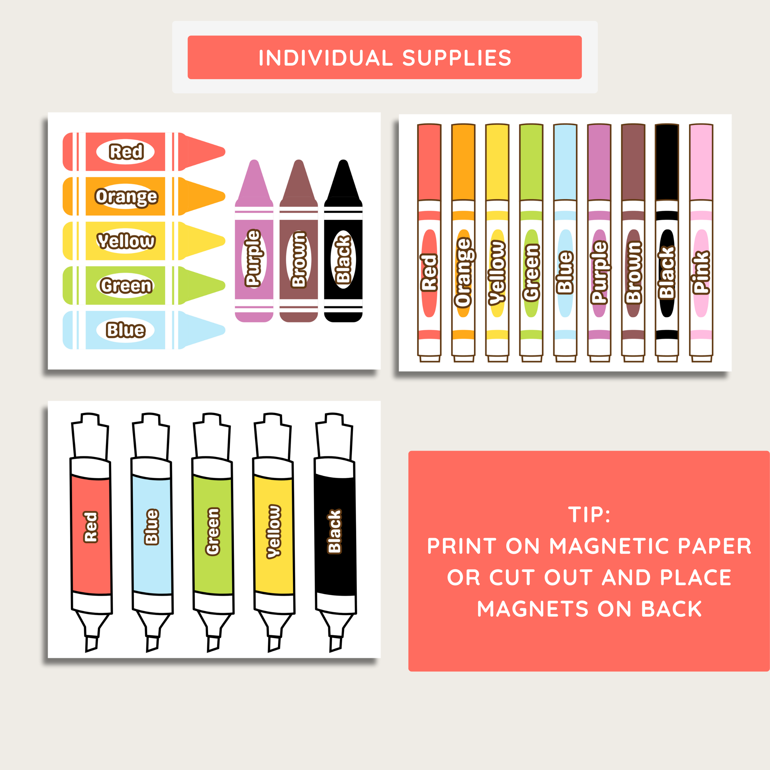Visual Supply Cards Display: Teacher Instructional Helper, Farmer's Market Classroom Decor Theme, Editable Template (Digital Download)
