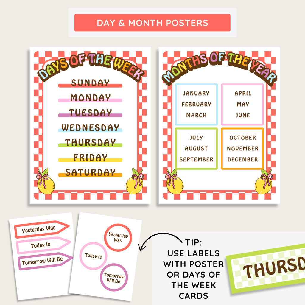 Elementary Printable Calendar Bulletin Board Bundle: Farmer's Market Classroom Decor Theme, Editable Canva Template