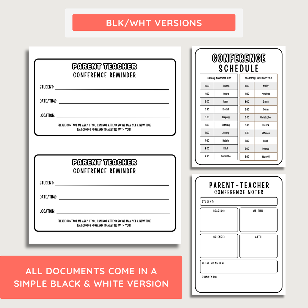 Parent Teacher Conference Documents: Farmer's Market Decor Theme, Editable Canva Template (Printable Digital Download)