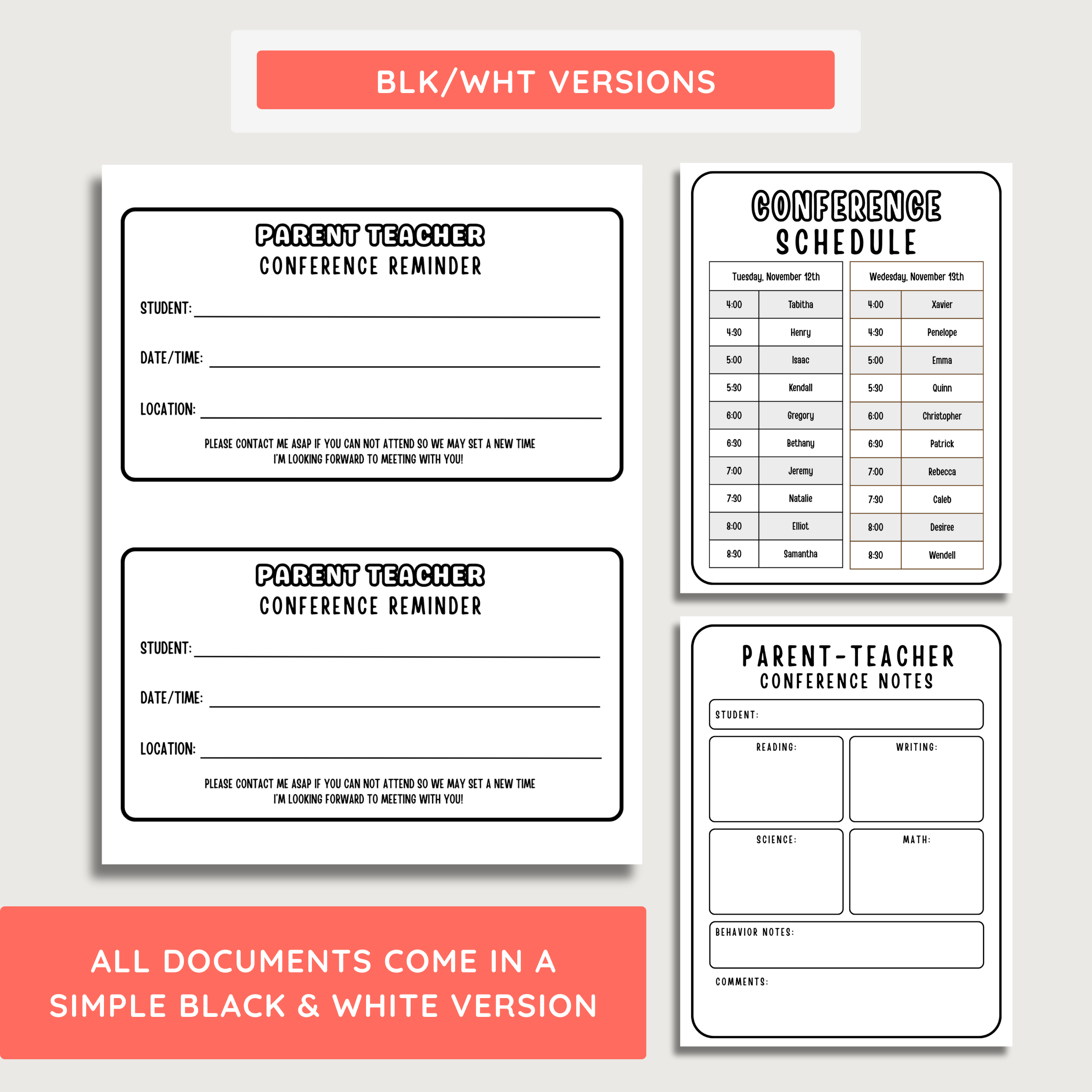 Parent Teacher Conference Documents: Farmer's Market Decor Theme, Editable Canva Template (Printable Digital Download)
