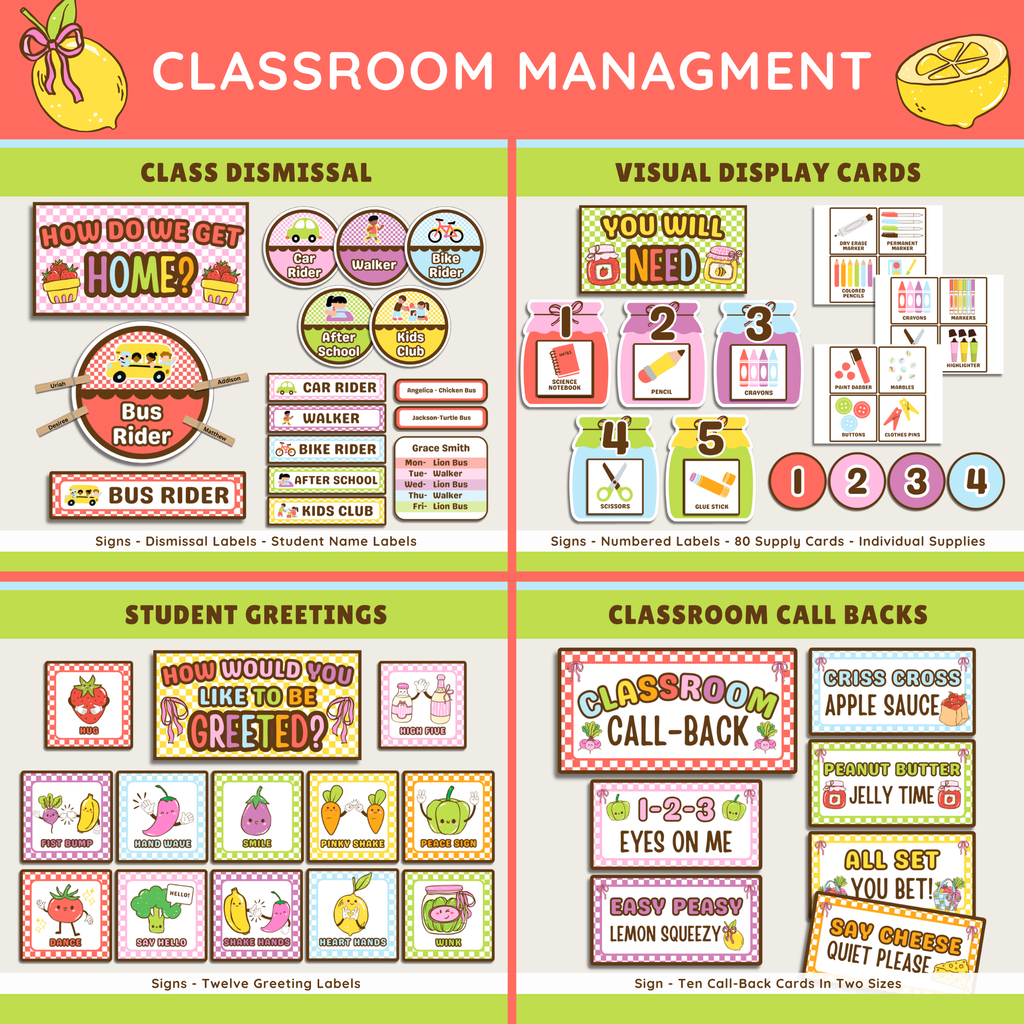 Editable Classroom Farmer's Market Printable Decor Bundle: School Display Kits, Canva Template (Digital Download), Fruit & Veggie Teacher Theme