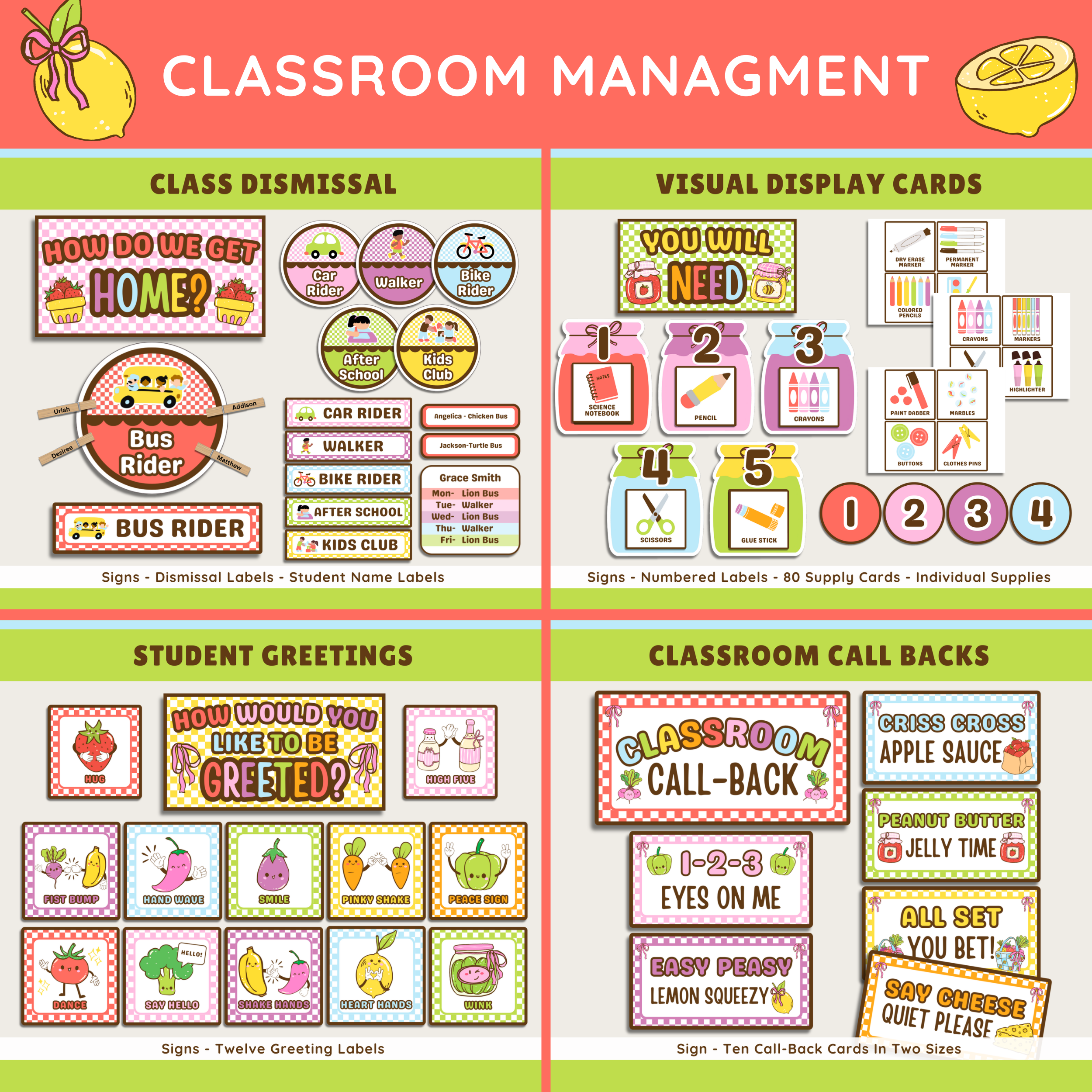 Editable Classroom Farmer's Market Printable Decor Bundle: School Display Kits, Canva Template (Digital Download), Fruit & Veggie Teacher Theme