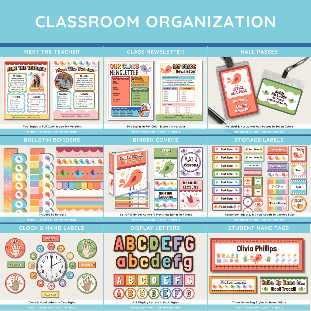 Retro Groovy Chicks Classroom Decor Bundle Theme: Editable Teacher Canva Templates, Printable Digital Download