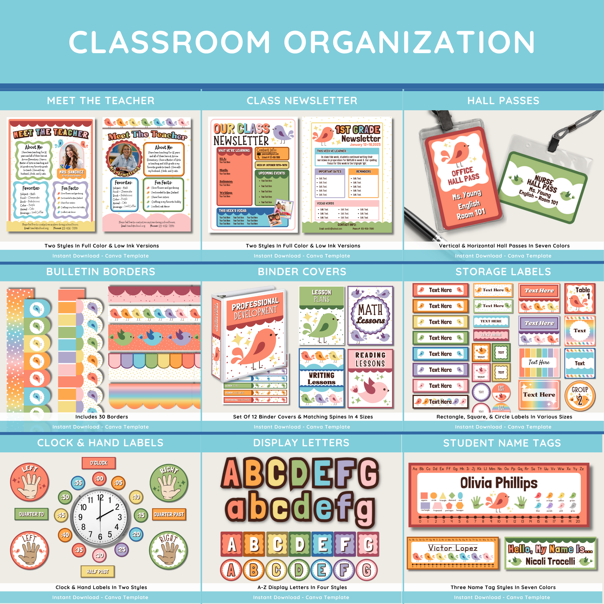 Retro Groovy Chicks Classroom Decor Bundle Theme: Editable Teacher Canva Templates, Printable Digital Download