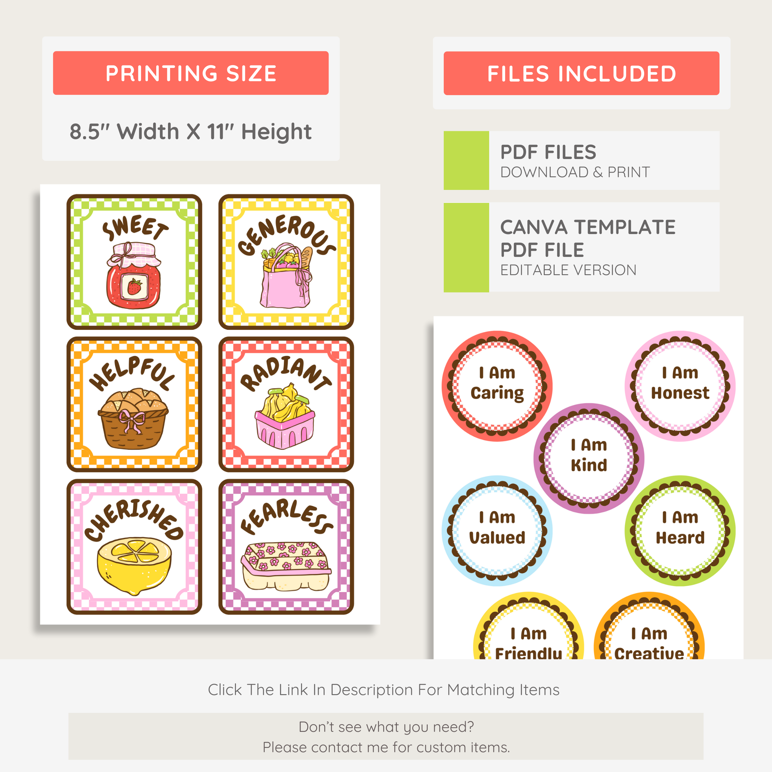 Affirmation Station: Kids Inspirational Labels, Farmer's Market Classroom Decor Theme, Editable Template (Digital Download)