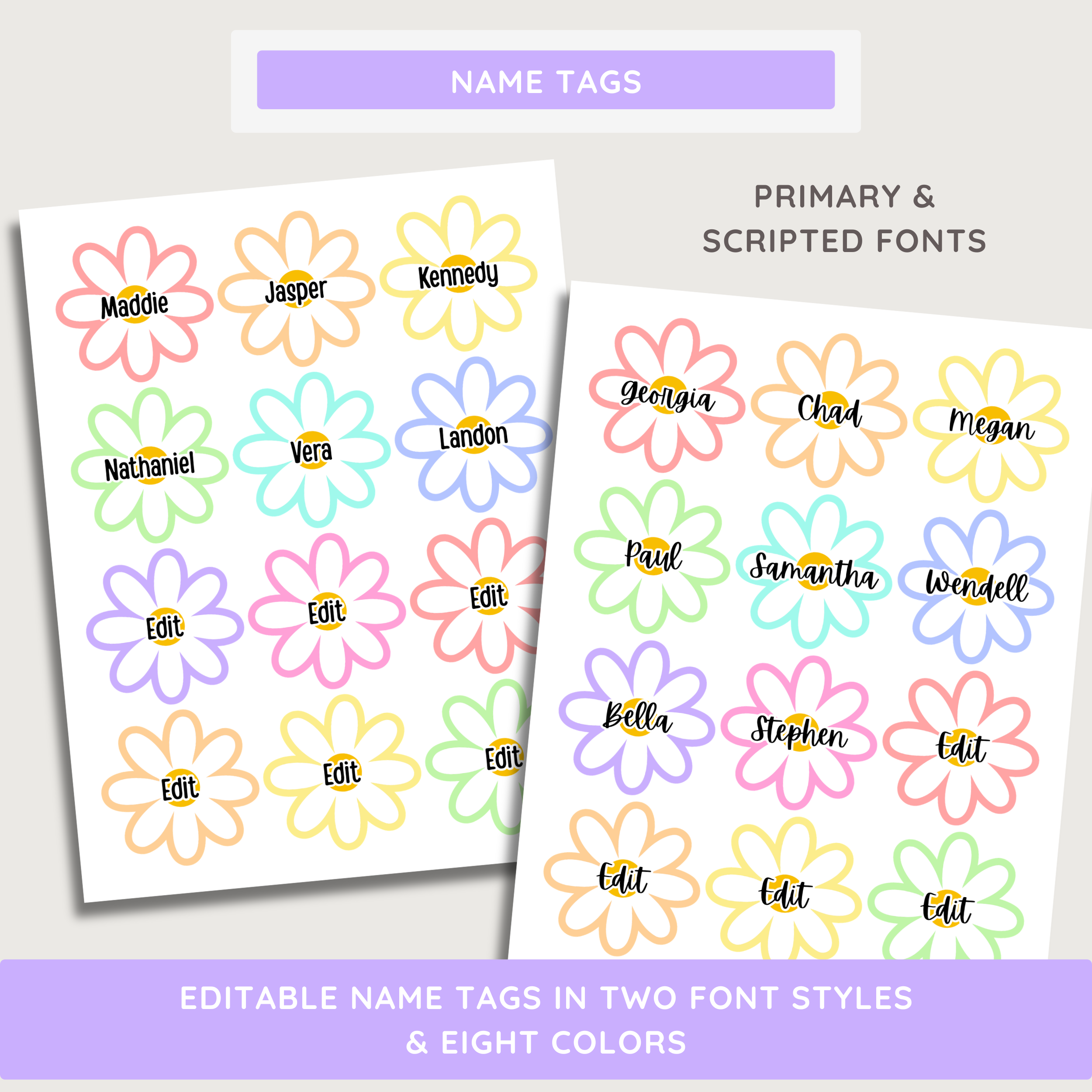 Blooming Daisy Pastel Summer Bulletin Board, Back To School Display Kit, Printable PDF, Canva Template