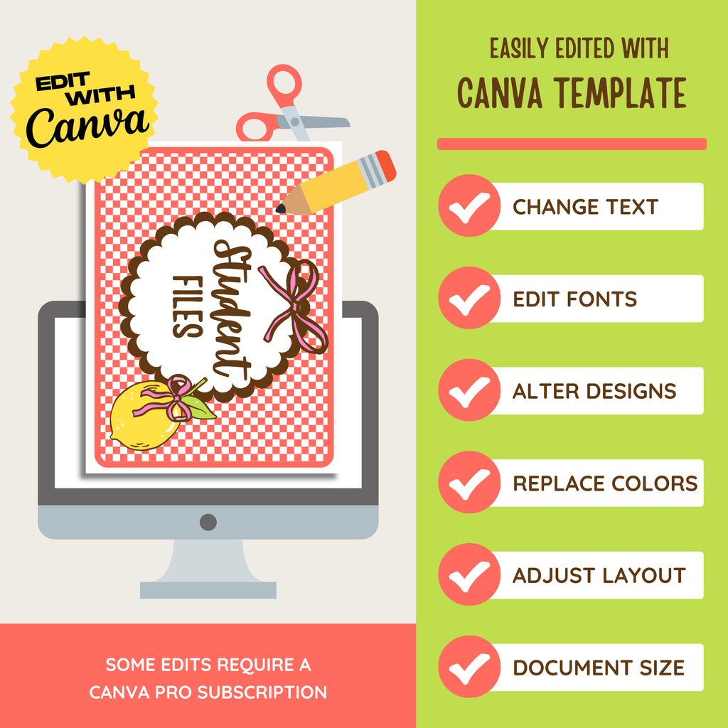Classroom Teacher Filing Labels & Tabs: Farmer's Market Decor Theme, Editable Canva Template (Digital Download)
