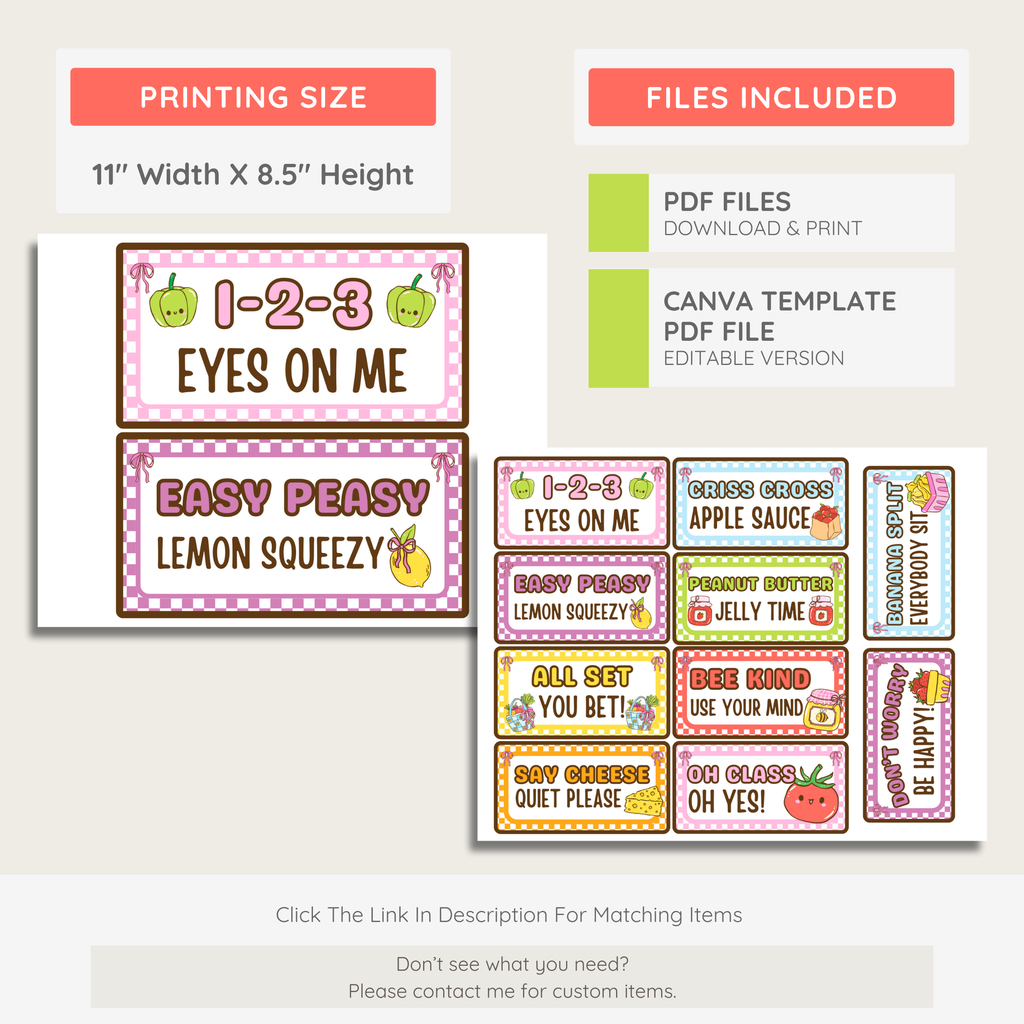 Classroom Teacher Call Backs: Call & Response Labels, Farmer's Market Decor Theme, Editable Canva Template (Digital Download)