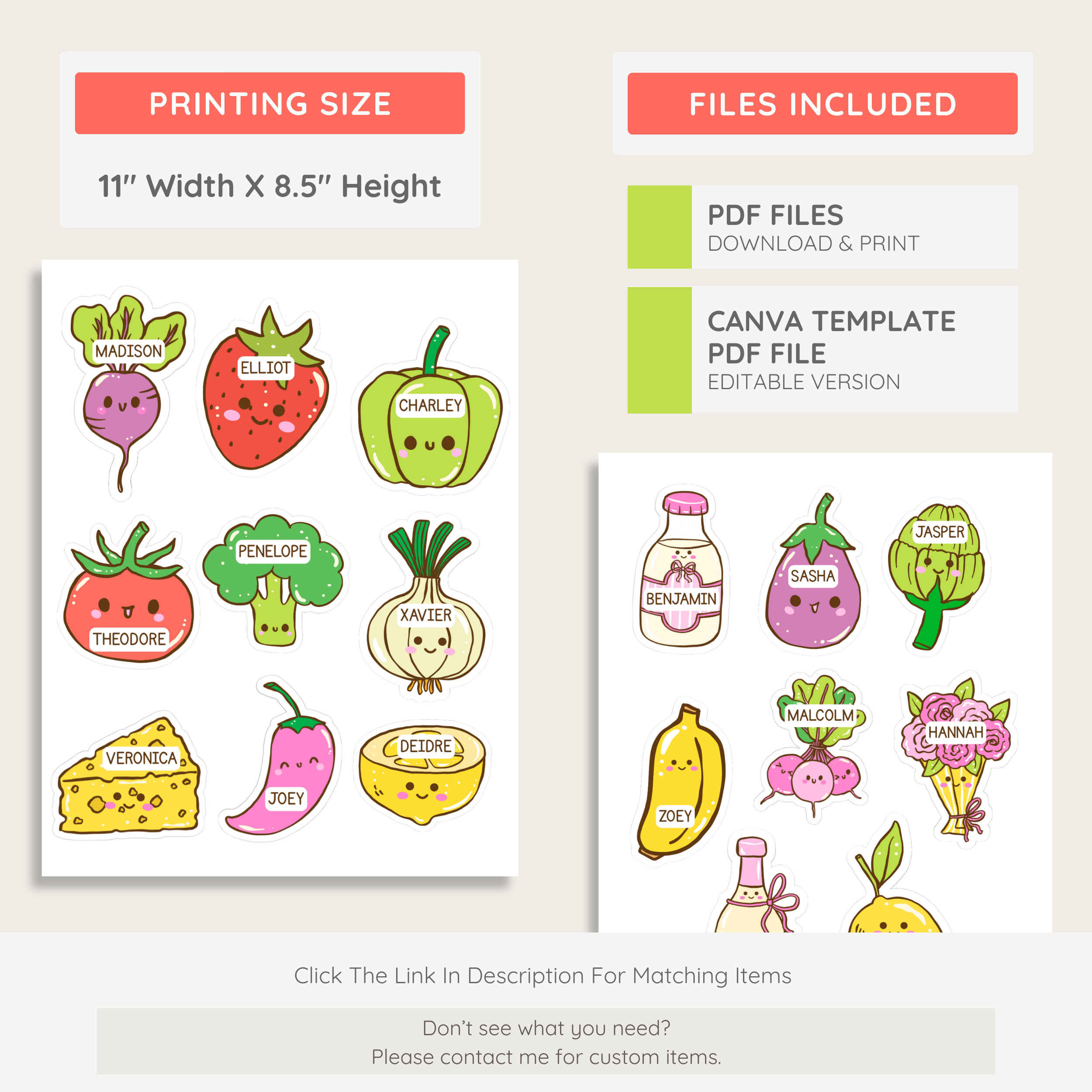 Welcome Bulletin Board Printable Display: Farmer's Market Teacher Door Kit, Editable Canva Template (Digital Download)