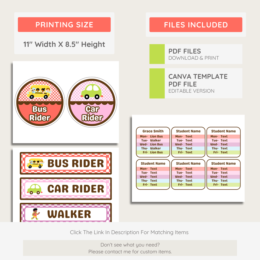 Classroom School Dismissal Printable Display: Farmer's Market Decor Theme, Editable Template (Digital Download)