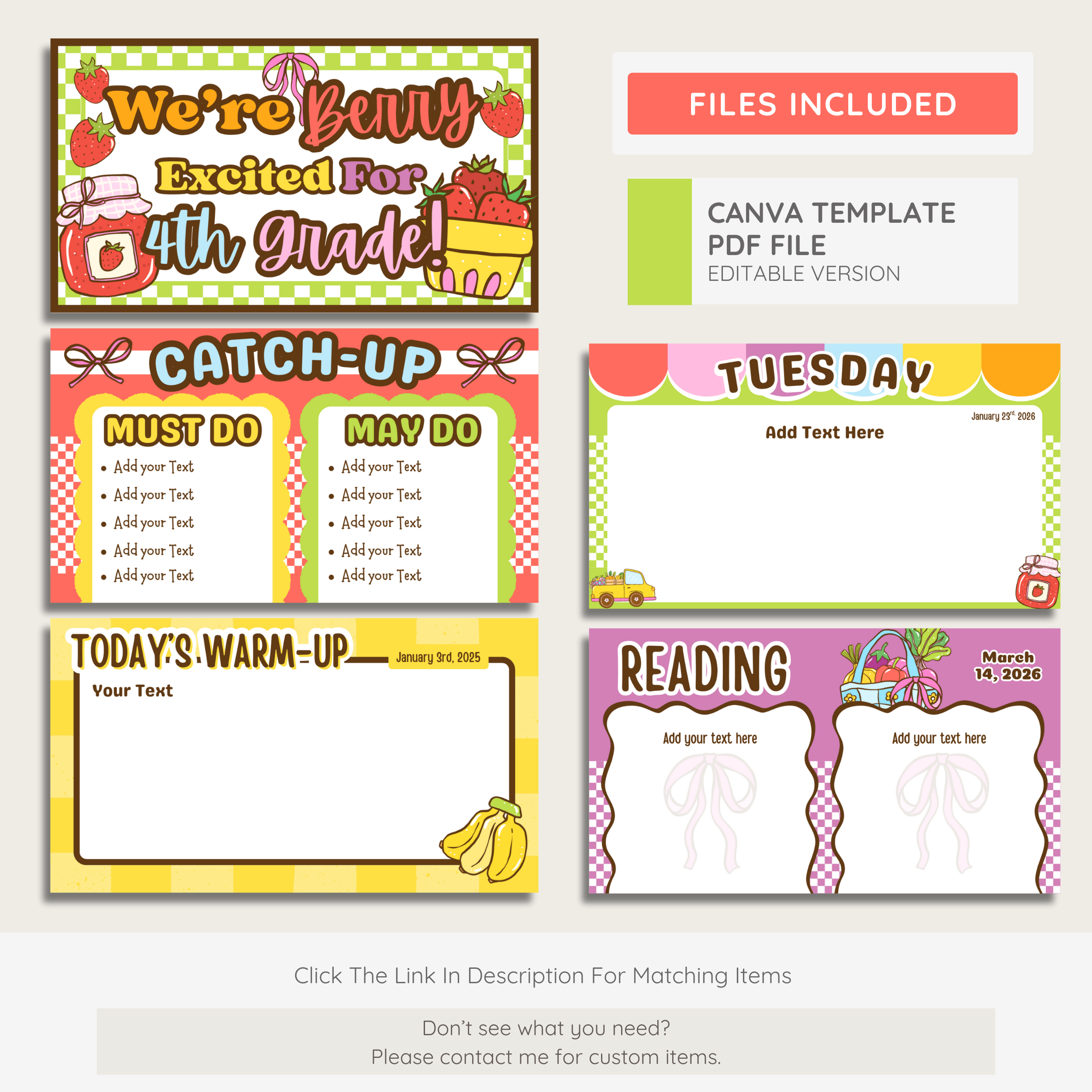 Farmer's Market Editable Classroom Slides: Canva Template (Digital Download), Teacher Daily Slide Presentations