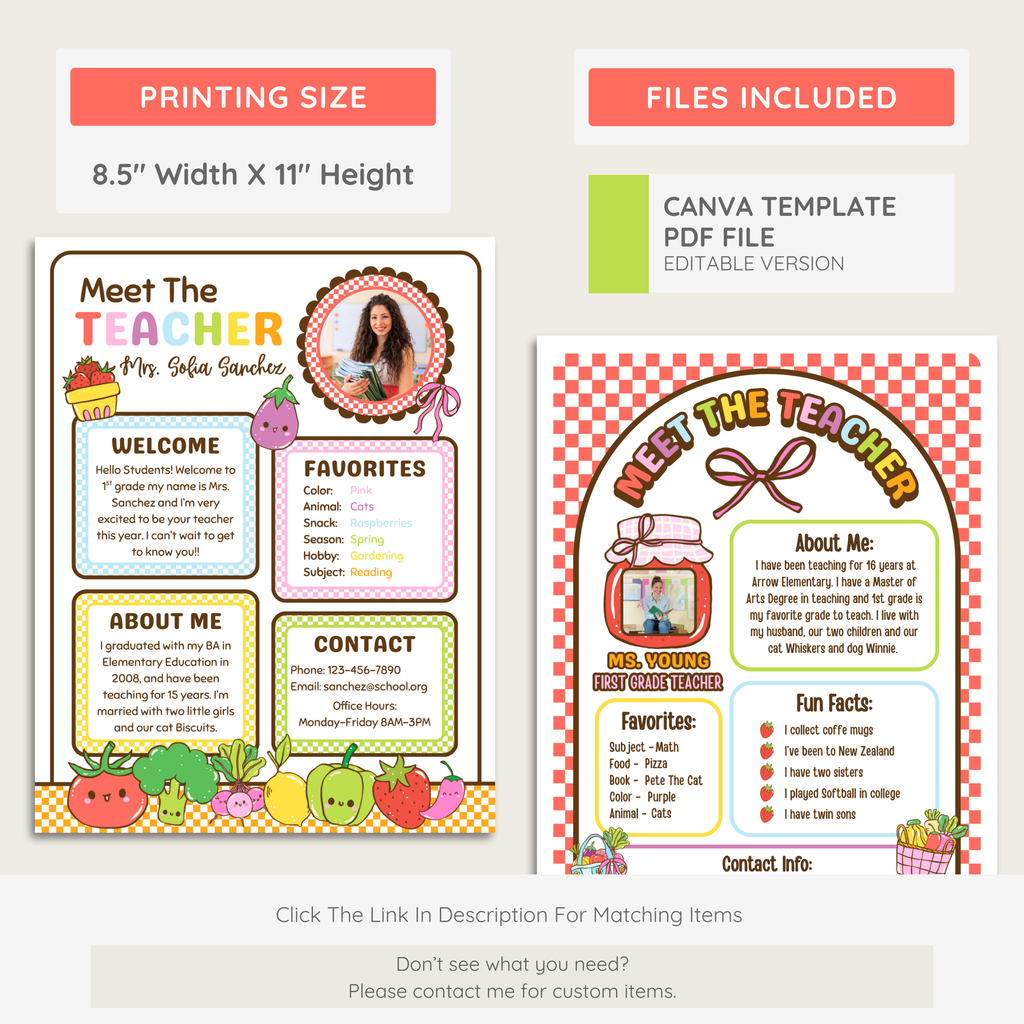 Printable Meet The Teacher Editable Template: Farmer's Market Classroom Decor Theme (Digital Download)