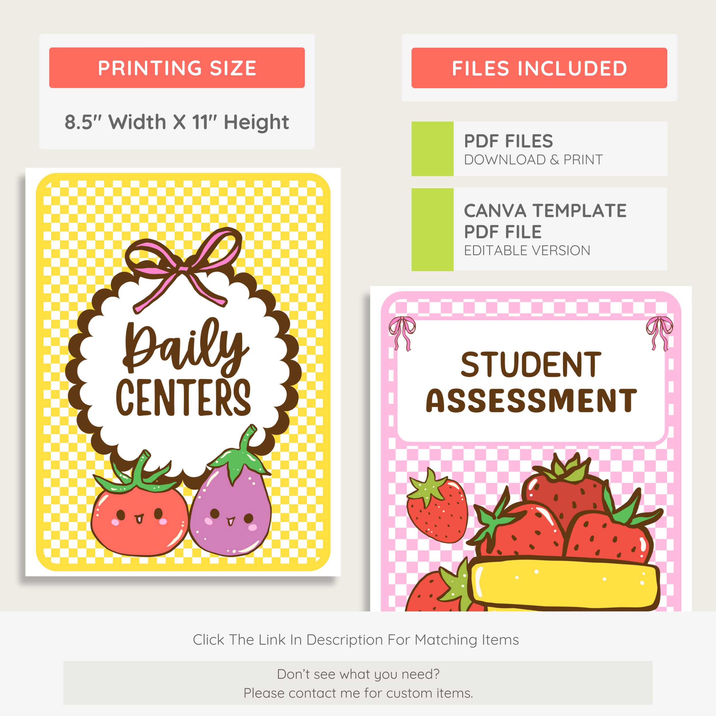 Printable Binder Covers & Spines, Farmer's Market Classroom Decor Theme, Editable Template (Digital Download)