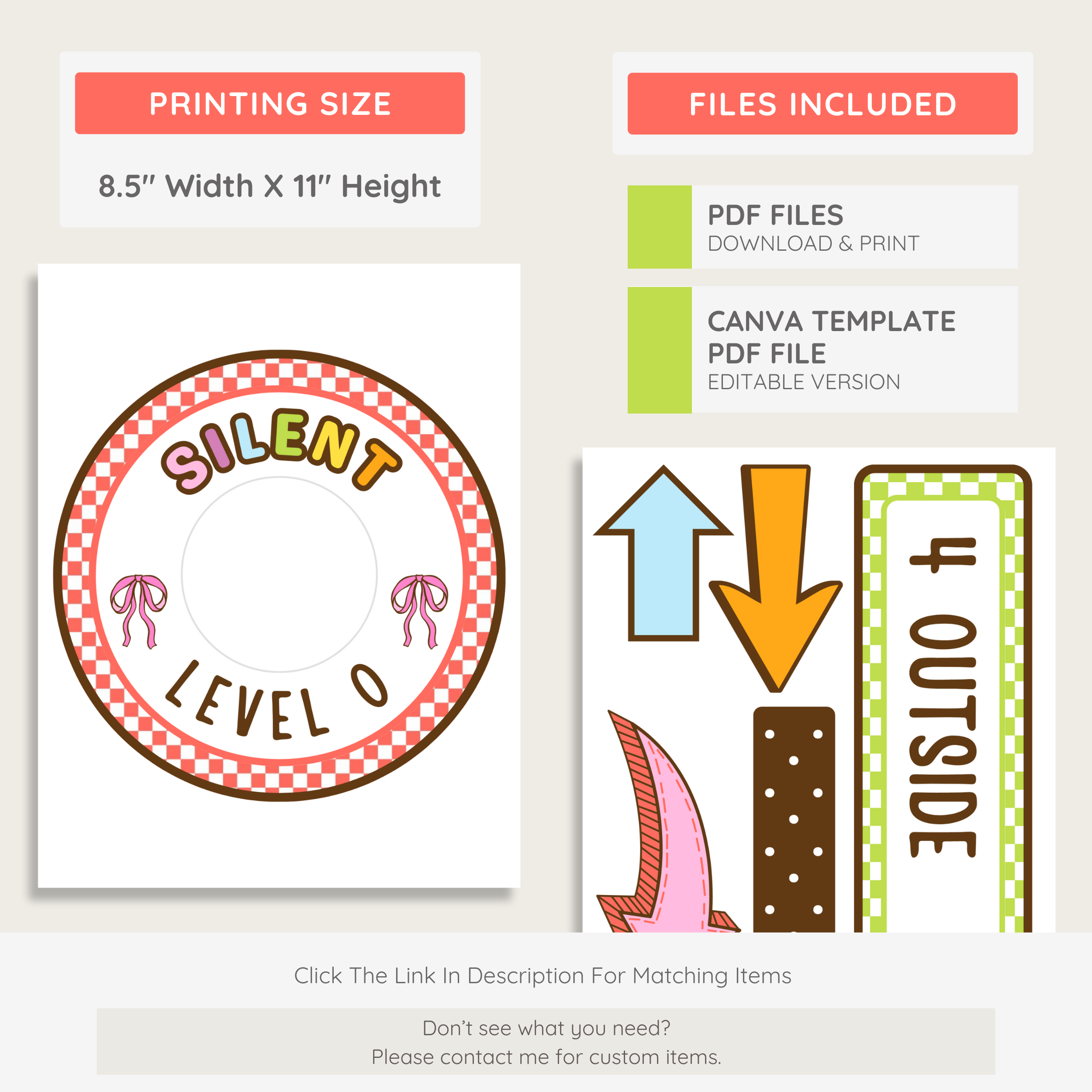 Voice Levels Classroom Display Kit: Farmer's Market Decor Theme, Editable Canva Template (Digital Download)
