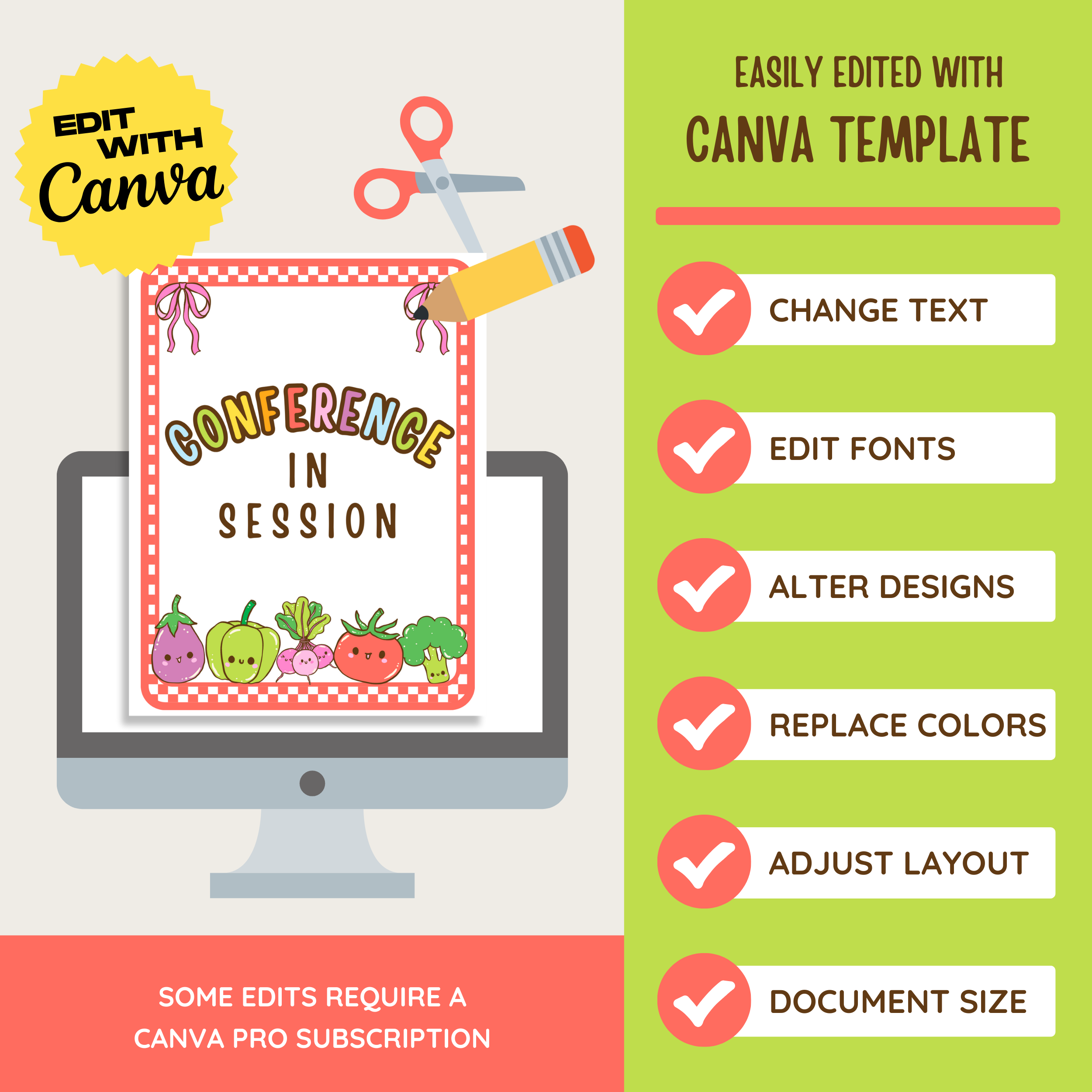 Parent Teacher Conference Documents: Farmer's Market Decor Theme, Editable Canva Template (Printable Digital Download)