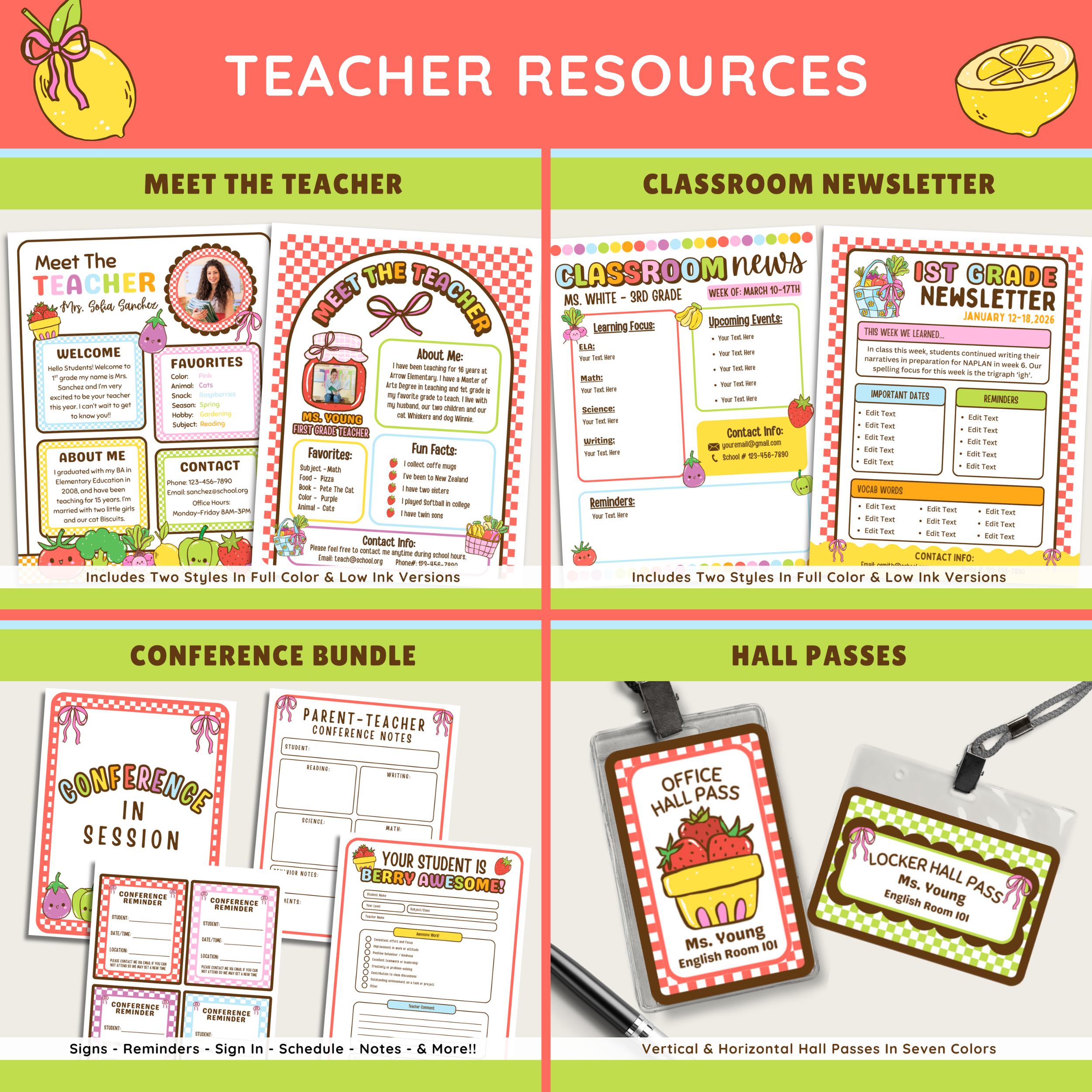 Editable Classroom Farmer's Market Printable Decor Bundle: School Display Kits, Canva Template (Digital Download), Fruit & Veggie Teacher Theme