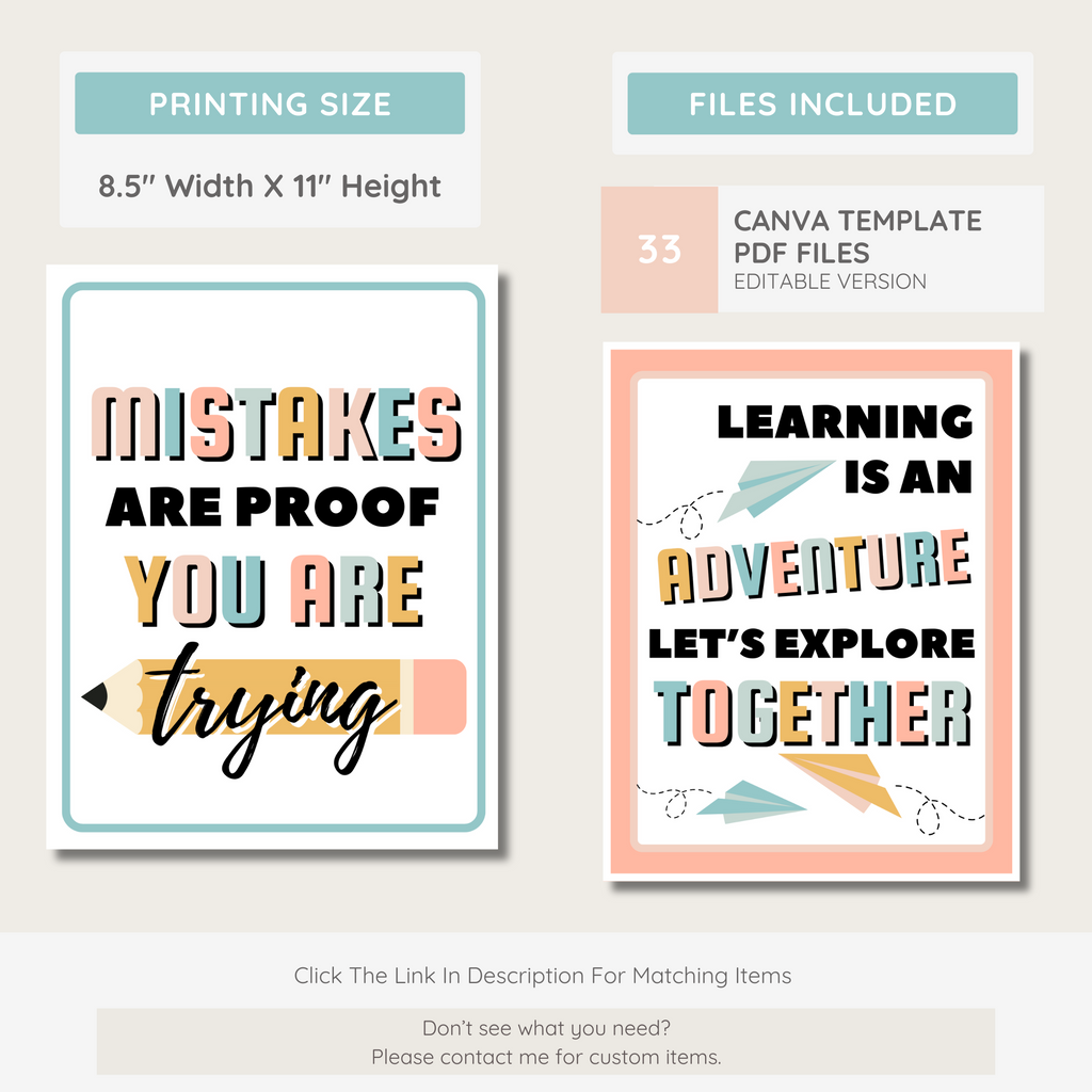 Calm Modern Classroom Decor Bundle: Simple Pastel Teacher Theme (Canva Template)