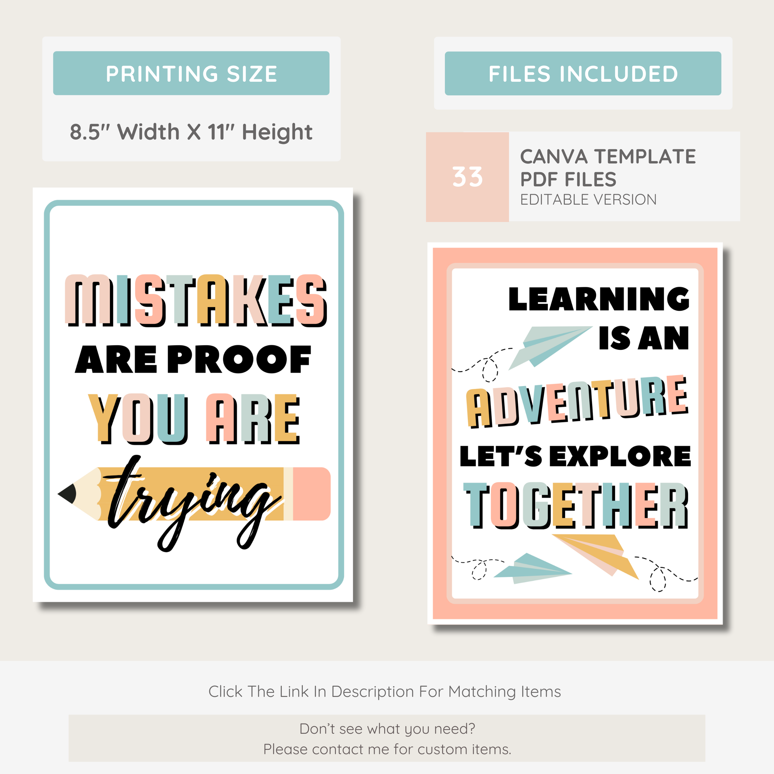 Calm Modern Classroom Decor Bundle: Simple Pastel Teacher Theme (Canva Template)