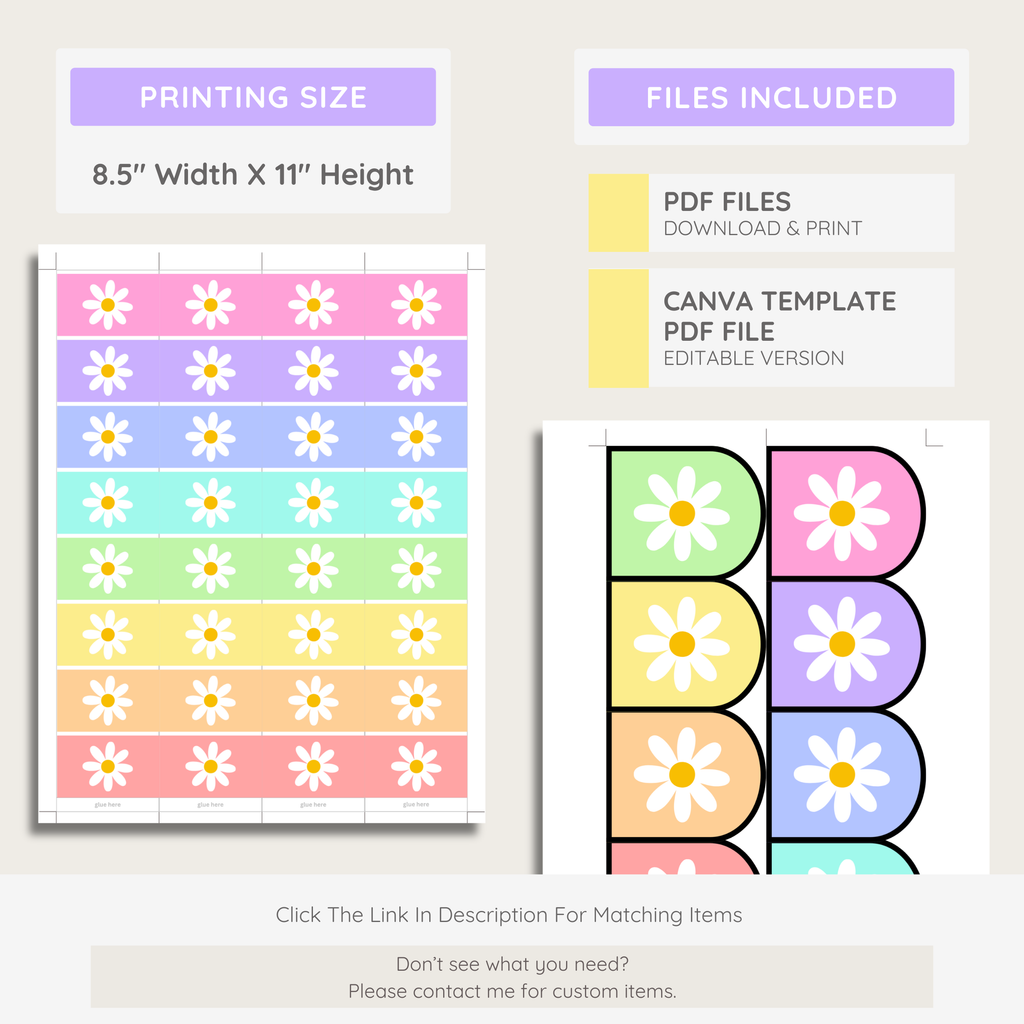 Blooming Daisy Pastel Summer Bulletin Board, Back To School Display Kit, Printable PDF, Canva Template
