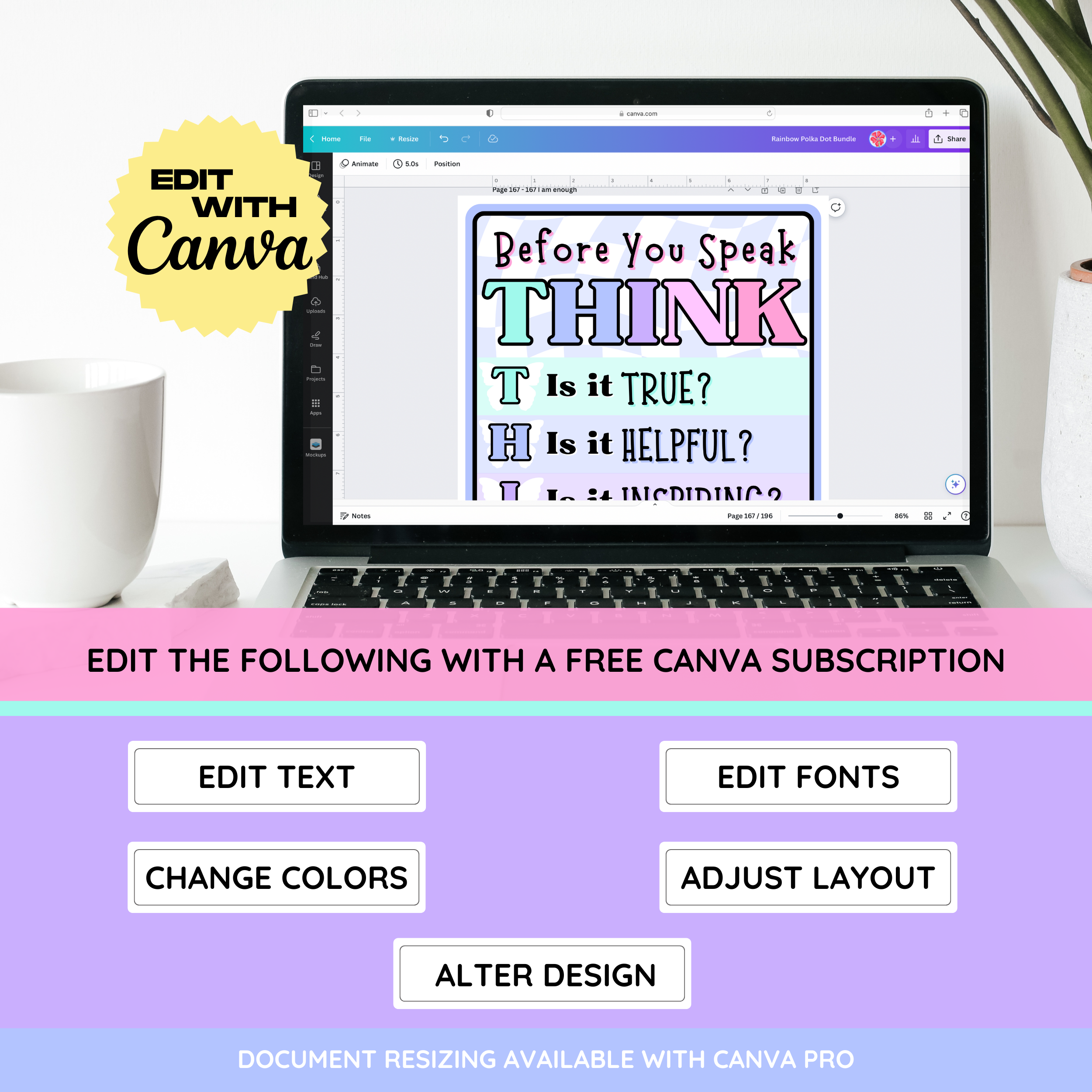 Butterfly Classroom Decor Bundle: Pastel Floral Butterfly Theme, Editable Canva Template, Printable Digital Download