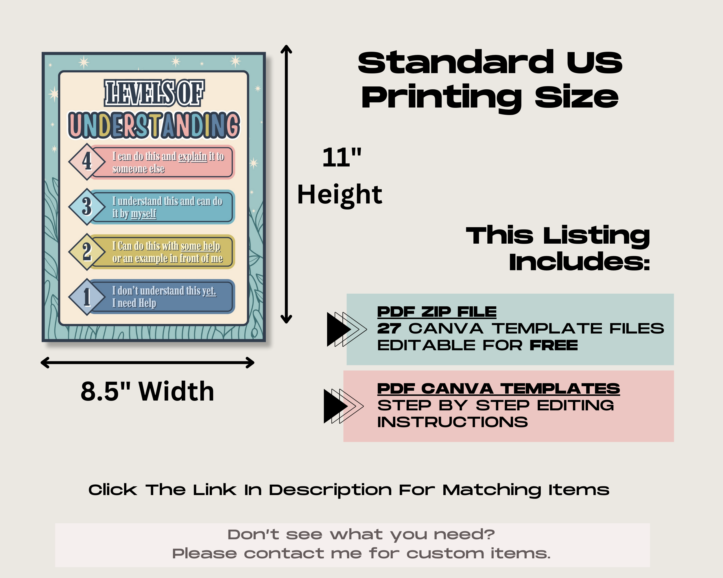 Neutral Simplistic Classroom Decor Bundle: Modern Printable Collection (Canva Template)